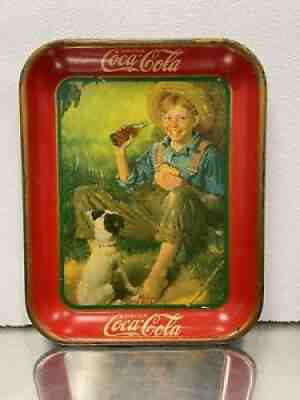 COCA COLA COKE TRAY 1931 ORIG BOY & DOG ROCKWELL AMERICAN ART WORKS NOT A REPRO