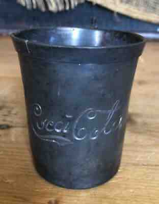 Antique Very Rare Pewter Coca Cola Glass Holder Cup pre 1900 Crown Mfg Co
