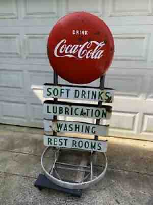 1950's Coca Cola Service Gas Oil Service Station Button Sign Curb Pickup Only