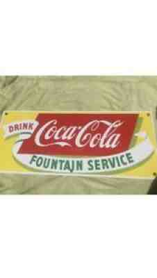 VINTAGE COCA COLA FOUNTAIN SERVICE PORCELAIN DRINK SIGN COLLECTABLE 1950s