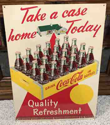 Coca Cola â??Take a Case Home Todayâ? Red Carpet & Coke Case 1959 Vintage Sign-Rare