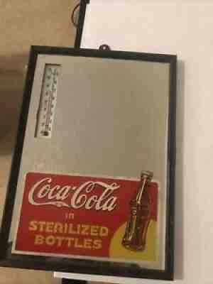 RARE 1930'S VINTAGE COCA COLA MIRROR THERMOMETER