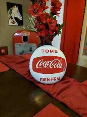 Vintage Coca-Cola Porcelain Sign White Round 12" Button * Original 1950s Beauty*