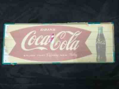 Original NOS Coca Cola Fishtail Metal Sign 32â? From Original Paper