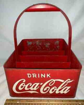 ANTIQUE COCA COLA TIN LITHO STADIUM BOTTLE CARRIER VINTAGE COKE SODA POP VENDOR