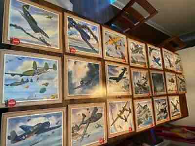 RARE 1943 COCA-COLA SIGNS WW2 AMERICAN'S FIGHTING PLANES 13" X 15" COMPLETE SET