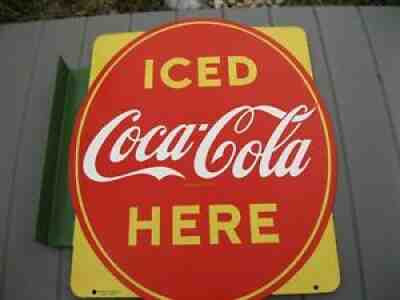 1951 COCA COLA MADE IN CANADA PORCELAIN SIGN 20 X 19 DOUBLE SIDED MINT CONDITION