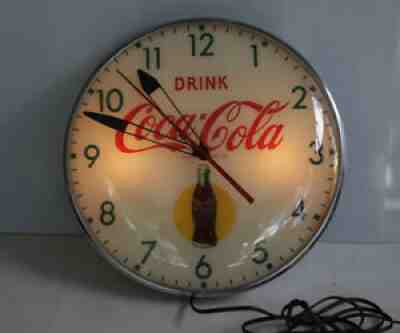 Vintage Original 15" Round COCA COLA Bottle In Sun PAM CLOCK light up sign