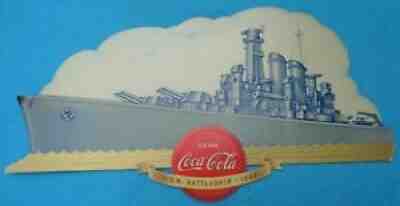 Rare Coca Cola USN Battleship 1944 Advertising Sign Cardboard Festoon Section