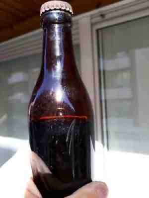 RARE UNOPENED AMBER COCA COLA COKE STRAIGHT SIDE BOTTLE NEW YORK 1902-1915