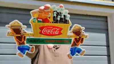 OLD VINTAGE HEAVY COCA-COLA SMOKEY THE BEAR PORCELAIN METAL COLA SIGN