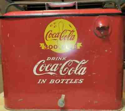 VINTAGE COCA-COLA COOLERÂ w/ TRAY 300Â BOWLING CLUBÂ PERFECT GAME - Â VERY RARE!