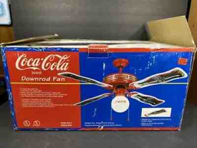 NEW Coca Cola CEILING FAN 44" Coke Globe Glass Metal Light Rare Downrod Fan Vtg