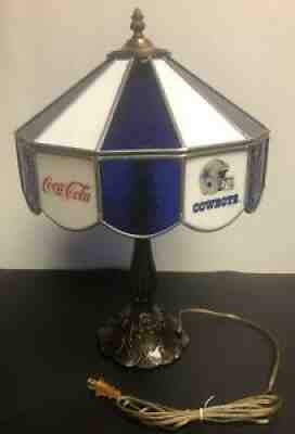 Dallas Cowboys Coke Coca-Cola BEATUIFUL Stained Glass Desk Table Football Lamp