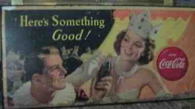 Vtg Coca Cola "Here's Something Good" Cowgirl Circus Litho Cardboard Sign 1951
