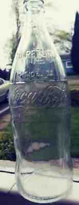Rare! Coca-Cola Bottle 1 Pt. 10 Ozs. Clear Embossed 26 oz No return textured