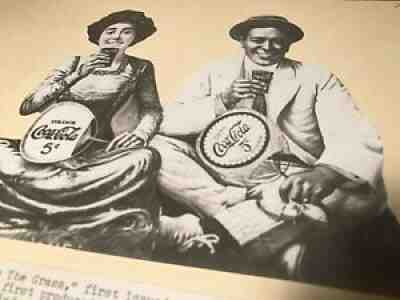 Coca Cola 1909 Cardboard Lady-Man On Grass Display Archives Print Photo Munsey