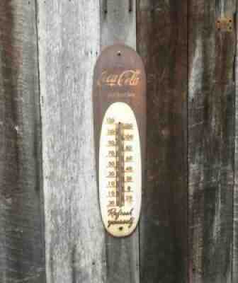 Rare Vintage 1950's Coca Cola Soda Pop 30" Metal Cigar Thermometer Sign~Nice