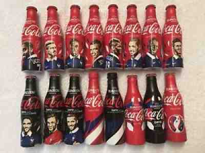 16 DIFFERENT - FULL Aluminum Coca-Cola Bottles FROM FRANCE - Euro 2016 France