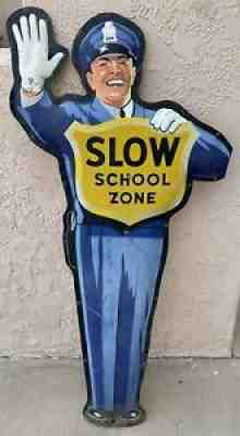 1950'S COCA COLA POLICEMAN CROSSING GUARD SIGN NR