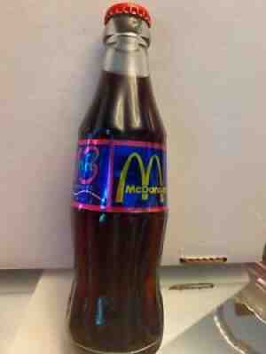 1993 COCA COLA MCDONALDS 8OZ BOTTLE W/FOIL LABEL CELEBRATING ACAPULCO SALES