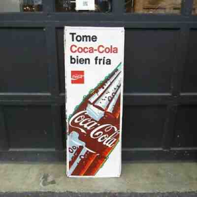 Vtg 80's Tome Coca-Cola bien fria Metal Advertising Sign Mexico Spanish MP258