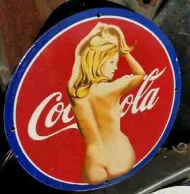 RARE VINTAGE COCA COLA COKE PORCELAIN SIGN SODA POP MAN CAVE PIN 7 UP BUTT PEPSI