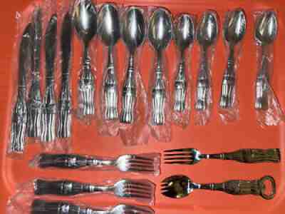 GIBSON COCA COLA Bottle Handle Silverware / Flatware Stainless Set 17 COKE 239