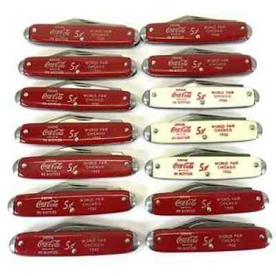 VINTAGE COCA COLA COKE ADVERTISING LOT OF POCKET KNIVES 1933 CHICAGO WORLDS FAIR