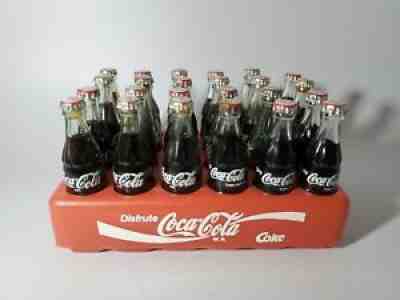 Vintage Coca Cola Mini Bottles Miniature Plastic Crate 24 3"Bottles