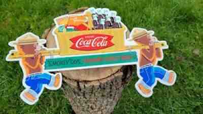 VINTAGE SMOKEY BEAR COCA-COLA SODA COKE POP PORCELAIN ENAMEL HEAVY METAL SIGN