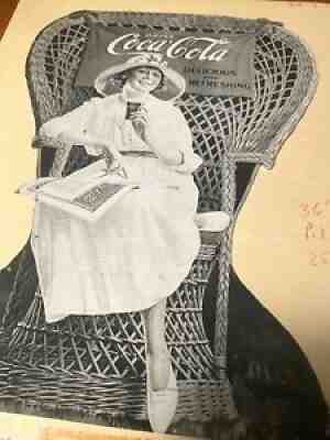 Coca Cola 1919 Cardboard Wicker Chair Original Archives Print Photo Munsey Book
