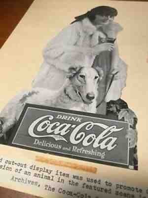 Coca Cola 1923 Cardboard Cut-Out w/Dog Original Archives Print Photo Munsey Book