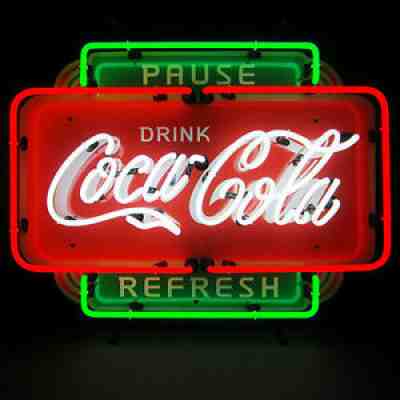 new Ice Cold Coca Cola Pause and Refresh neon sign Coke Soda fountain Lamp light