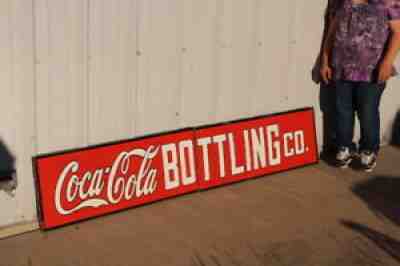 Rare Large Vintage 1930s Coca Cola Bottling Co. 2Piece 81" Porcelain Metal Sign