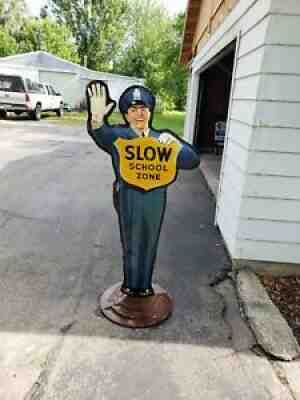 Coca cola Slow School Zone Cop 2 Sided Sign With Cast Iron Base