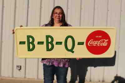 Rare Large Vintage 1948 Coca Cola B-B-Q Restaurant Soda Pop 50" Sign NICE