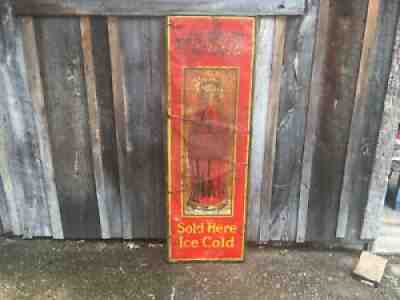 Original Vintage Metal Coke Sign COCA COLA Soda Sign 1923 Christmas Bottle 54"
