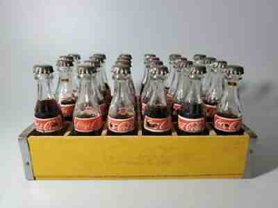 Vintage Miniature Coca Cola Bottles with Wood Crate 24-3" Bottles RARE