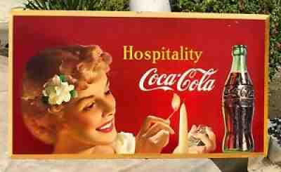 1950 Coca Cola CARDBOARD. HOSPITALITY COCA COLA. GIRL WITH CANDLE
