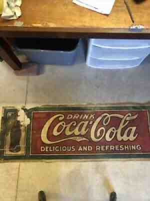 Vintage 1915 COCA COLA COKE Soda Bottle Canvas Advertising Banner Sign