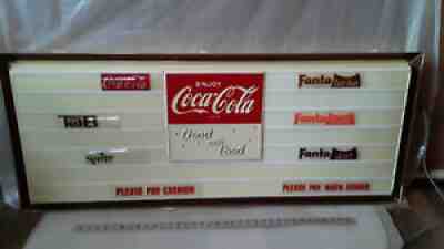 LARGE VINTAGE COCA COLA BEVERAGE LIGHT UP MENU BOARD ORIGINAL FANTA SPRITE TAB