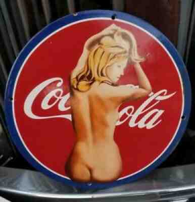 RARE VINTAGE COCA COLA COKE PORCELAIN SIGN SODA POP MAN CAVE PIN 7 UP BUTT PEPSI