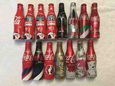 15 - FULL Aluminum Coca-Cola Bottles - Argentina Italy  France, UK,US, World Cup