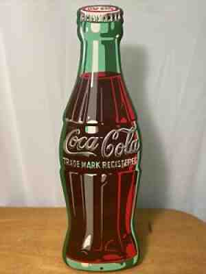 Vintage 1957 A-M 10-57 17â? Enameled Coca Cola Bottle Sign