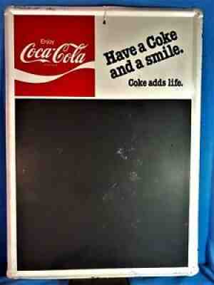 Vintage Metal Coca Cola Sign w/Chalk Board, 20" X 28", "Coke Adds Life" - 1976