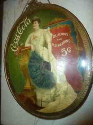 RARE c.1905 Coca Cola LILLIAN NORDICA Celluloid " CAMEO" chain hanging sign