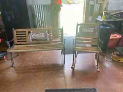 Vintage Cast Iron Coca Cola Bench and Rocking Chair