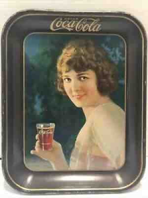 1924 coca cola smiling girl tray vintage original