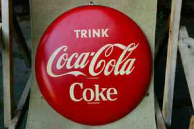 Original Vintage Coca Cola 16â? Inch Button Sign 1960's German